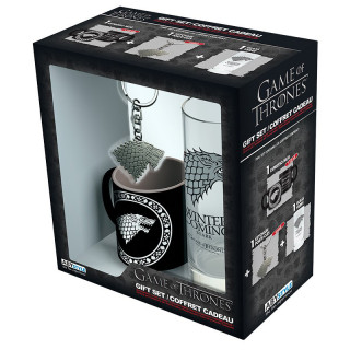 GAME OF THRONES - Pck Glasses 29cl + Keyring + Mini Mug "Stark" Merch