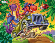 Larsen maxi puzzle 17 pieces Dinosaurs in a car - US7 