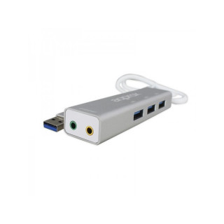 APPROX USB HUB - 5.1 USB sound card + 3 pcs USB3.0 port (3.5mm Audio Jack (output), Microphone (input)) Dom