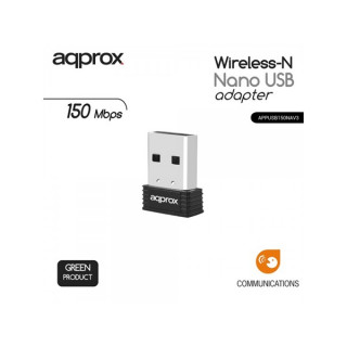 APPROX Network Adapter - USB, nano, 150 Mbps Wireless N (802.11b/g/n) Dom