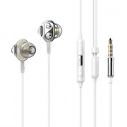 UIISII DT800 Dual hibrid drive Hi-Res Audio  microphone earphone White 