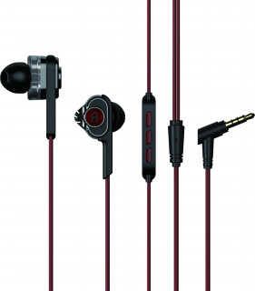 UIISII BA-T6 dual dynamic drive, Hi-Res Audio  microphone earphone Red Mobile