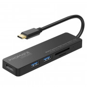 Promate LinkHub-C USB 3.2 Gen 1 (3.1 Gen 1) Type-C Crno 