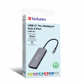 Verbatim CMH-09 USB Tip-C 10000 Mbit/s Srebro PC