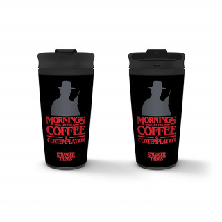 Stranger Things - Metalna Putna Šalica "Coffee and Contemplation" Merch