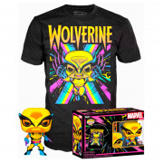 Funko Pop! X-Men: Wolverine Vinyl Figure (Blacklight) Tee Box & T-Shirt M Set 