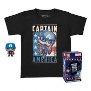 Funko Pocket Pop! & Tee: Marvel - Captain America (Special Edition) (4cm) Bobble-Head Vinyl Figura & Majica (Dječja L) 