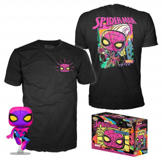 Funko Pop! & Tee: Marvel - Spider-Man (Black Light) Vinyl Figura & Majica (M) Merch