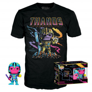 Funko Pop! & Tee: Marvel - Thanos (Blacklight) (Special Edition) Bobble-Head Vinyl Figura & Majica(XL) Merch