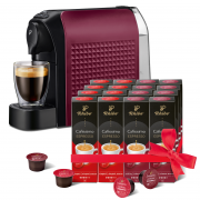 TCHIBO Cafissimo Easy Dark Red aparat za kavu na kapsule + Espresso Elegant Aroma 8*10 kapsula + Espresso Intense Aroma 8*10 kapsula 