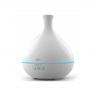 Anjou AJ-AD012 dark brown wood pattern ultrasonic essential oil humidifier with LED light Dom