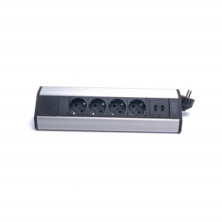 TOO VPS-317-4S IP20, 4x 2P+F, 2x USB-A, silver, desk mountable distributor PC