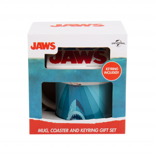 Šalica, podmetač za čaše i privjesak za ključeve Jaws (250 ml) Merch