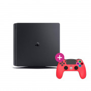 PlayStation 4 (PS4) Slim 500GB (korišten) + Freaks and Geeks - bežični kontroler - crvena (140142) 