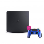 PlayStation 4 (PS4) Slim 500GB (korišten) + Freaks and Geeks - bežični kontroler - metal plava (140107D)  