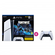 PlayStation 5 Digital Edition (Slim) Fortnite Cobalt Star bundle + DualSense (bijelo-crno) 