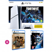 PlayStation 5 (Slim) Fortnite Cobalt Star bundle + kolekcija Uncharted: Legacy of Thieves + Stellar Blade 