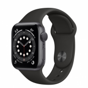 Apple Watch S6 GPS, 40mm Space Gray aluminum Case with Black Sport Band Regul 