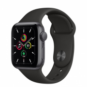 Apple Watch SE GPS, 40mm Space Gray aluminum Case with Black Sport Band Regul 