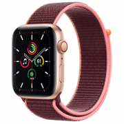 Apple Watch SE GPS Cellular, 44mm Gold aluminum Case with Plum Sport Loop 