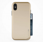 Hana Wing plastic  back cover,with card holder,iPhone 8, Gold 