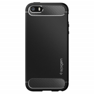 Spigen Rugged Armor back cover, iPhone SE, Black Mobile