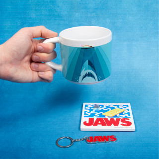 Šalica, podmetač za čaše i privjesak za ključeve Jaws (250 ml) Merch