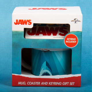 Šalica, podmetač za čaše i privjesak za ključeve Jaws (250 ml) Merch