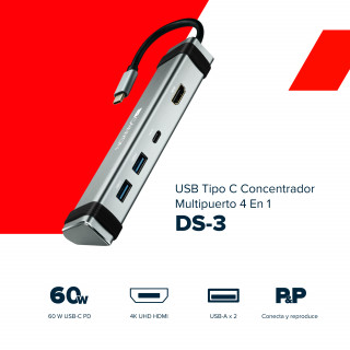 Canyon DS-3 USB 3.2 Gen 1 (3.1 Gen 1) Type-C Sivo PC