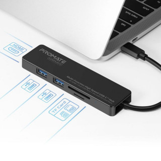 Promate LinkHub-C USB 3.2 Gen 1 (3.1 Gen 1) Type-C Crno PC