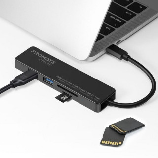 Promate LinkHub-C USB 3.2 Gen 1 (3.1 Gen 1) Type-C Crno PC