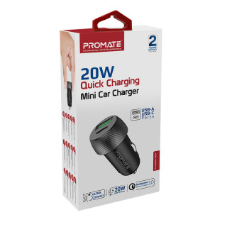 Promate DriveGear-20W Univerzalno Crno Upaljač za cigare Brzo punjenje Automatski Mobile