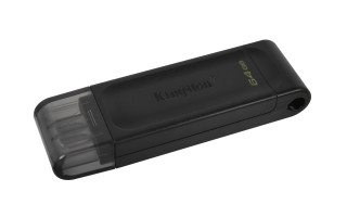 Kingston Technology DataTraveler 70 USB izbrisivi memorijski pogon 64 GB USB Tip-C 3.2 Gen 1 (3.1 Gen 1) Crno PC