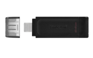 Kingston Technology DataTraveler 70 USB izbrisivi memorijski pogon 64 GB USB Tip-C 3.2 Gen 1 (3.1 Gen 1) Crno PC