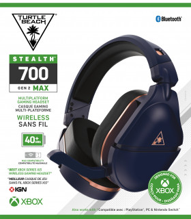 Turtle Beach Stealth 700 Gen 2 Max Slušalice Bežično Obruč za glavu Igranje Bluetooth Zlatno, Mornarsko plava PC