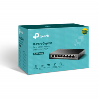 TP-Link TL-SG108PE mrežni prekidač Upravljano L2 Gigabit Ethernet (10/100/1000) Podrška za napajanje putem Etherneta (PoE) Crno PC