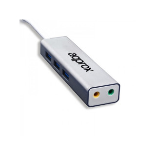 APPROX USB HUB - 5.1 USB sound card + 3 pcs USB3.0 port (3.5mm Audio Jack (output), Microphone (input)) Dom