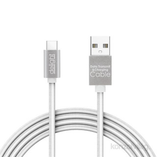 Delight silver USB Type-C data cable with LED light 1m Mobile