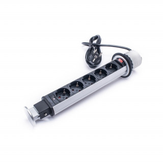 TOO PPS-310-5S IP20, 5x 2P+F, silver table-mountable socket distributor PC