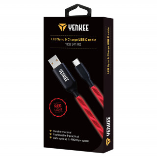 YENKEE YCU 341 RD LED USB-C kabel 1m  PC